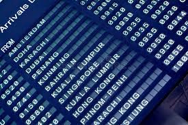 Arrival Board At An Airport Electronic Arrival Board At An Airport In Asia Sponsored Airport Board Arrival Stationary Mockup Arrivals Stock Photos