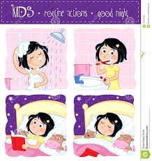 Acciones Rutinarias De Los Ninos Sueno De Las Buenas Noches Firmemente Stock De Ilustracion Ilustracion De Conjunto Cepillado 105440986