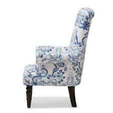 Baxton Studio Darlington Blue Print Fabric Upholstered Chair 28862 5429 Hd The Home Depot Upholstered Chairs Contemporary Armchair Armchair
