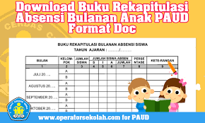 Download buku mutasi siswa excel. Download Buku Rekapitulasi Absensi Bulanan Anak Paud Format Doc Operator Sekolah
