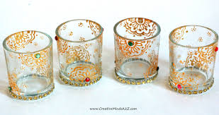 Set Of 4 Beautiful Decorated Glass Candle Holder Tea Light Etsy In 2020 Tea Lights Wedding Tea Lights Glass Candle Holders