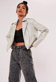 Light Grey Faux Leather Cropped Jacket Light Gray Leather Jacket Cropped Faux Leather Jacket Gray Leather Jacket Outfit
