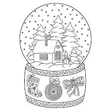 Globo Di Neve Di Vetro Giocattolo Con Casa Pagina Del Libro Da Colorare Per Adulti E Bambini Inverno Motivo Decorativo Casa Neve Alberi Di Natale Pupazzo Schneekugel Weihnachten Zum Ausmalen Weihnachtsmalvorlagen