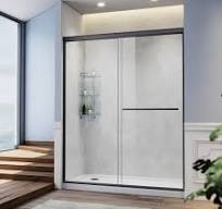 Amazon.com: SUNNY SHOWER Puerta de ducha de vidrio de 58.5-60 pulgadas de  ancho x 72 pulgadas de alto, puerta de ducha doble corredera sin marco, ...