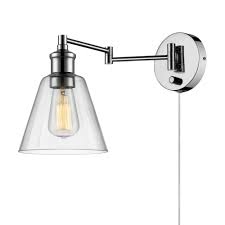 Globe Electric Leclair 1 Light Chrome Swing Arm Wall Sconce 65704 The Home Depot Plug In Wall Sconce Vintage Wall Sconces Swing Arm Wall Sconce