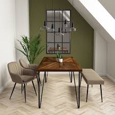 These faux leather dining chairs are the perfect addition and great for everyday use. Drew Dark Wood Dining Table With 2 Dining Chairs 1 Bench In Beige Faux Leather Furniture123