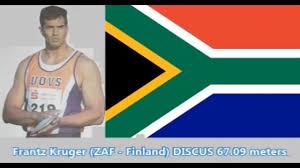 Kaksi metriä pitkä ruotsalaissuomalainen kiekonheittäjä painoi noin 180 kiloa. Frantz Kruger Zaf Finland Discus 67 09 Meters Youtube