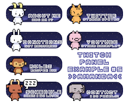 Twitch Bits To Usd Twitch Panel Examples 5 By Amandamarietory In 2020 Twitch Pix Art Twitch Channel