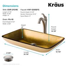 kraus 22 inch rectangular gold glass