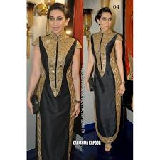 Bollywood Special Bollywood Replica Karishma Kapoor Black Pure Satin Fancy Party Wear Dress 04 Sia 232 Party Wear Dresses Party Wear Fancy Party