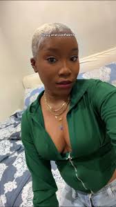 The Blonde Identity 🧑🏽‍🦳 #icyblondehair #pixiecutblackwomen  #platinumblondeblackgirl #icyblondeera