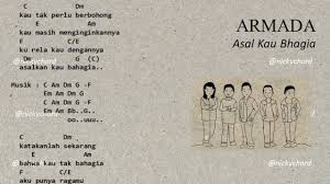 Lagu ini diciptakan oleh hazmi fahim dan masih berupa single yang didistribusikan oleh label sheikh qalam records. Chord Lyric Asal Kau Bahagia Armada By Nicky Chord