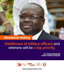 Healthcare of military officers and veterans will be a top priority