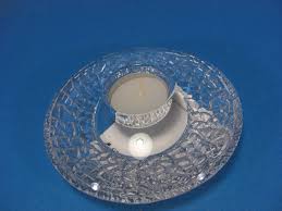 Orrefors crystal candle holder votive glassware heavyweight modern signed. Sweden Orrefors Crystal Candle Holder By Lars Hellsten