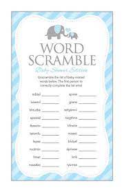 Instant Download Blue Elephant Word Scramble Baby Shower Game Etsy Baby Shower Game Cards Baby Shower Wording Baby Shower Decorations For Boys