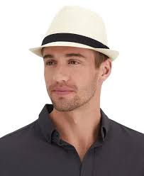 Levi's Men's Classic Flat Brim Straw Cotton Band Fedora