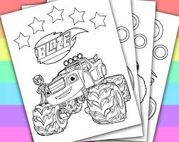 Digital Instant Download Printable Coloring Page This Listing Give You A Series Of 4 Printab Blaze Birthday Blaze And The Monster Machines Party Blaze Party