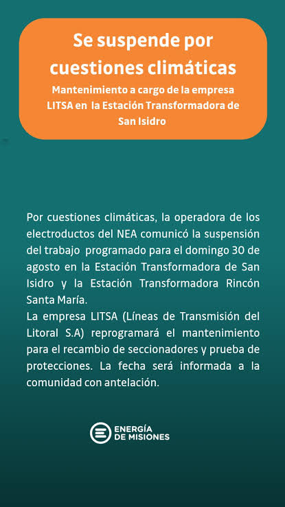 Suspendieron por cuestiones clim�ticas el mantenimiento previsto en estaciones transformadoras - Primera Edici�n