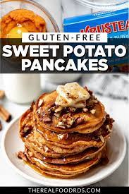 Fluffy Sweet Potato Pancakes Gluten Free The Real Food Dietitians In 2021 Sweet Potato Pancakes Real Food Recipes Food