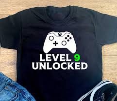 Level 9 unlocked journal is the perfect birthday gift to . Level 9 Unlocked Xbox Controller T Shirt Boys Girls Gamer 9th Birthday Party Gift Garment Printing