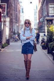 Raspberry Rouge Denim Mini Skirt Outfit Denim Skirt Outfit Winter Denim Skirt Outfit Fall