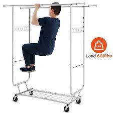 Hokeeper clothing garment rack with shelves capacity 450 lbs clothing racks on wheels rolling clothes rack for hanging clothes heavy duty portable collapsible commercial grade 4.5 out of 5 stars 81 $103.95 $ 103. 250 Lbs Heavy Duty Clothing Garment Rack Commercial Rolling Clothes Rack On Wheels Adjustable Collapsible Chrome Finish Walmart Com Walmart Com