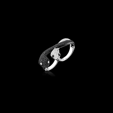 As29 Snake Two Finger Ring 18k Black White Gold White Black Diamonds Rings 18k Ring Black White Gold