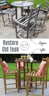 Also asked, can you sand teak outdoor furniture? How To Restore Teak Furniture Plus Tips I Learned Along The Way Artsy Chicks Rule