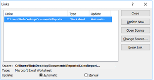 How To Break Update Or Change Links To Excel Charts Or