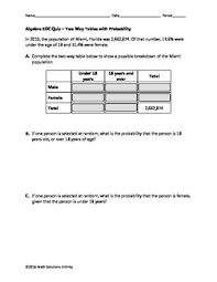 Here you can find the worksheets for the 1, 2, 3, 4, 5, 6, 7, 8, 9, 10, 11 and 12 times tables. Algebra Eoc Quiz Two Way Tables With Probability Bundle Tpt