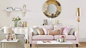 Neutral Living Room With Rose Gold And Pink Accents The Room Edit Pink Living Room Decor Pink Living Room Living Room Ideas Rose Gold