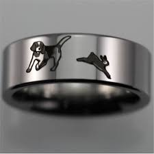 Tungsten Carbide Beagle And Rabbit Ring Rabbit Ring Hunting Wedding Rings Rabbit Hunting