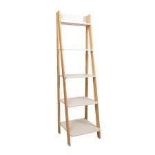 Adeptus 62 2 In Natural White Wood 5 Shelf Ladder Bookcase With Open Back 95083 The Home Depot In 2020 Ladder Bookcase Shelves Ladder Shelf