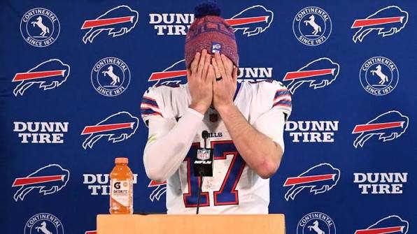 Josh Allen wipes away tears after another playoff loss