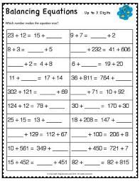 Preview Image For Worksheet With Title Balancing Equations Up To 3 Digits 2nd Grade Math Worksheets Subtraction Third Grade Balancing Equations
