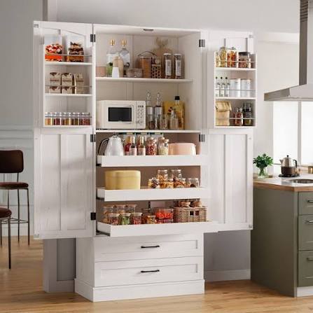 71 Inch Farmhouse Kitchen Pantry Storage Cabinet with 3 Pull-Out Shelv – Ohwill.com - Online Furniture Store