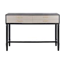 This traditional 3 piece occasional table set is made out of carved wood. Selena Two Tone Black Console Table Kirklands