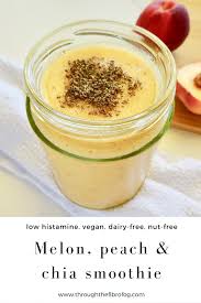 Melon Peach And Chia Smoothie Throughthefibrofog Recipe Fruit Smoothie Recipes Healthy Low Histamine Diet Melon Smoothie