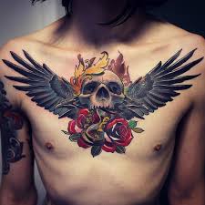 A cross with wings tattoo. Angel Wing Cross Chest Tattoos For Men Novocom Top