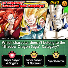 Maybe you would like to learn more about one of these? Dragon Ball Z Dokkan Battle 4th Anniversary Countdown Quiz Campaign Answer The 3rd Question To Obtain The Five Star Ball And Other Rewards Quiz Which Character Doesn T Belong To The Shadow