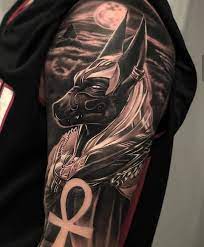 This powerful tattoo depicts anubis, ancient egyptian god of the underworld, in fantastic magnification. Tumblr Egyptian Eye Tattoos Egyptian Tattoo Sleeve Egypt Tattoo