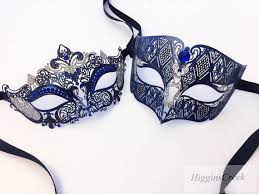 It is lined with soft felt for comfort. Navy Blue Couples Masquerade Masks Black Venetian Couples Etsy
