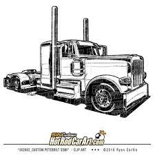 Custom Peterbilt Semi Truck Clip Art Illustration Custom Peterbilt Peterbilt Truck Coloring Pages