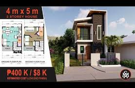 2 Storey House Plan 4x5m House Design With Floor Plan Hd 6 Youtube In 2020 2 Storey House Design Narrow House Designs Small House Design Plans