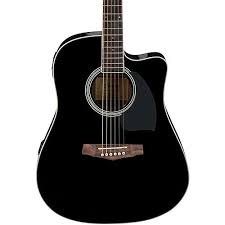Ibanez Black Acoustic Electric Guitar Ibanez Pf15ece Dreadnought Acoustic Electric Guitar Gloss Black Guitar Center Black Acoustic Guitar Guitar Acoustic Electric