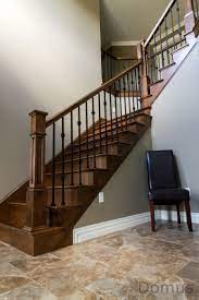 Staircase With Rfp Posts Black Metal Spindles Collars And Shoes Interior Stair Railing Staircase Remodel Stairs
