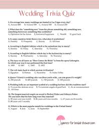 All of our free printable trivia quiz sheets for teens and children contain either 10 or 20 gk brainteasers covering a broad range of random general knowledge topics from history, geography, science and spelling to trivia questions on celebrities, movies, cartoons and modern culture. Free Printable Wedding Trivia Quiz