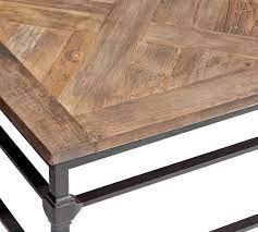 This wood was salvaged from a barn in northern wisconsin and hand planed to perfection to give a it a polished/finish look while maintaining the beauty of reclaimed wood. Parquet 46 Square Reclaimed Wood Coffee Table Pottery Barn