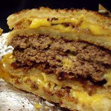 Five Guys Hack The Double Grilled Cheese Burger Is A Towering Stack Of Cheesy And Meaty Goodness The Five Guys Doubl Grilled Cheese Burger Food Grilled Cheese