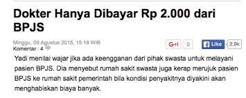 | banyak orang yang beranggapan jika ia menjadi dokter, maka otomatis akan bergelimang dengan harta karena gaji yang tinggi. Perang Kata Dokter Digaji Bpjs 2000 Per Pasien Halaman All Kompasiana Com
